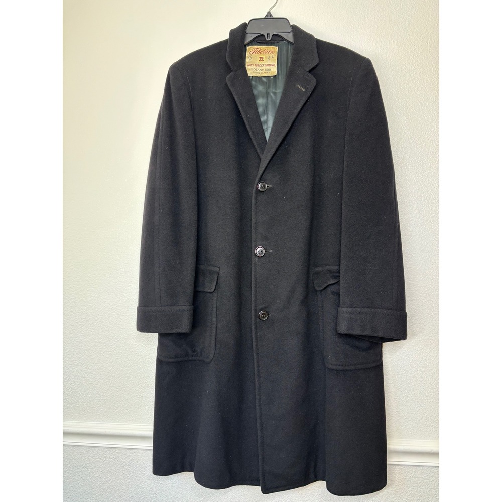 Botany 500 Men's Black 100% Pure Cashmere Overcoat Tailored by Daroff Vintage